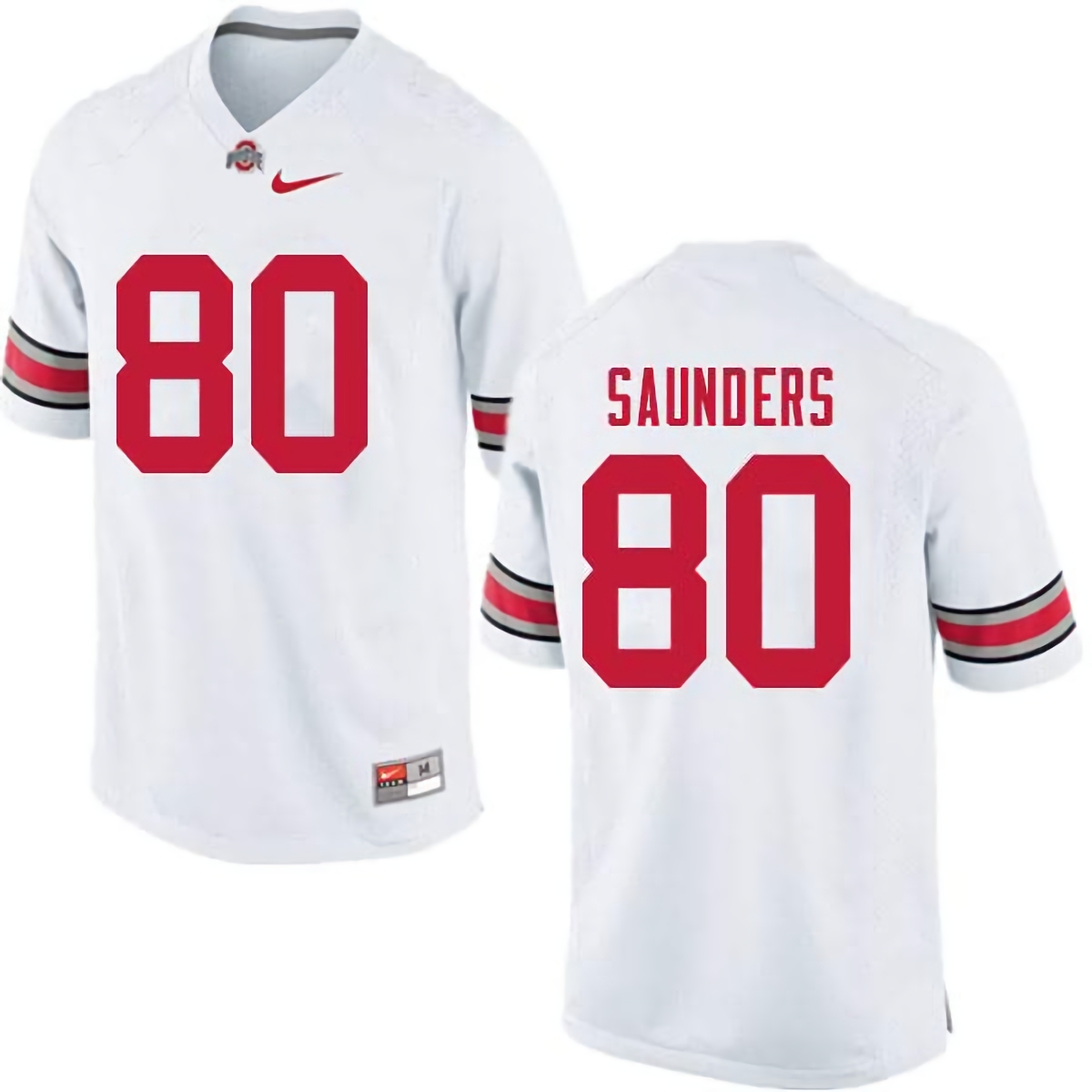 C.J. Saunders Ohio State Buckeyes Men's NCAA #80 Nike White College Stitched Football Jersey COD7456XE